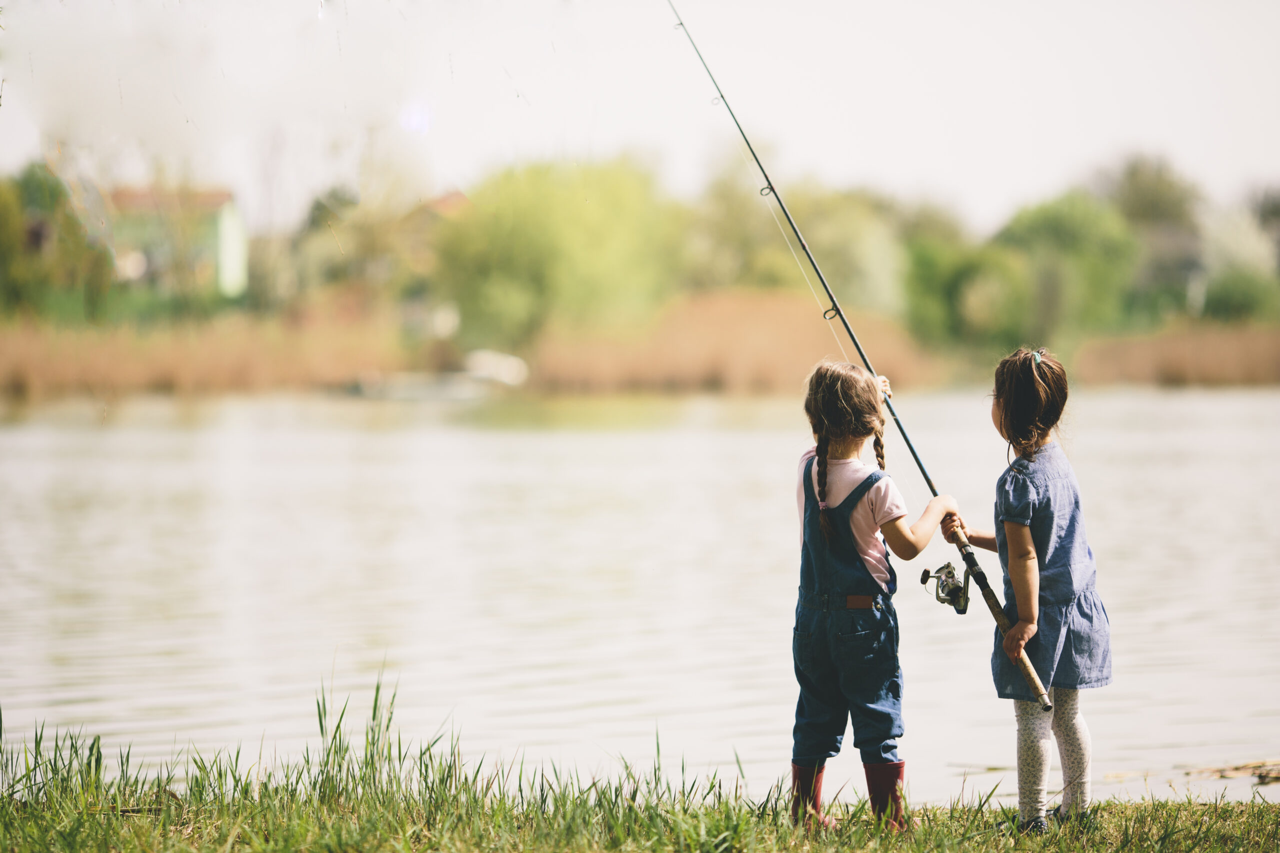 Two,Little,Girls,Fishing